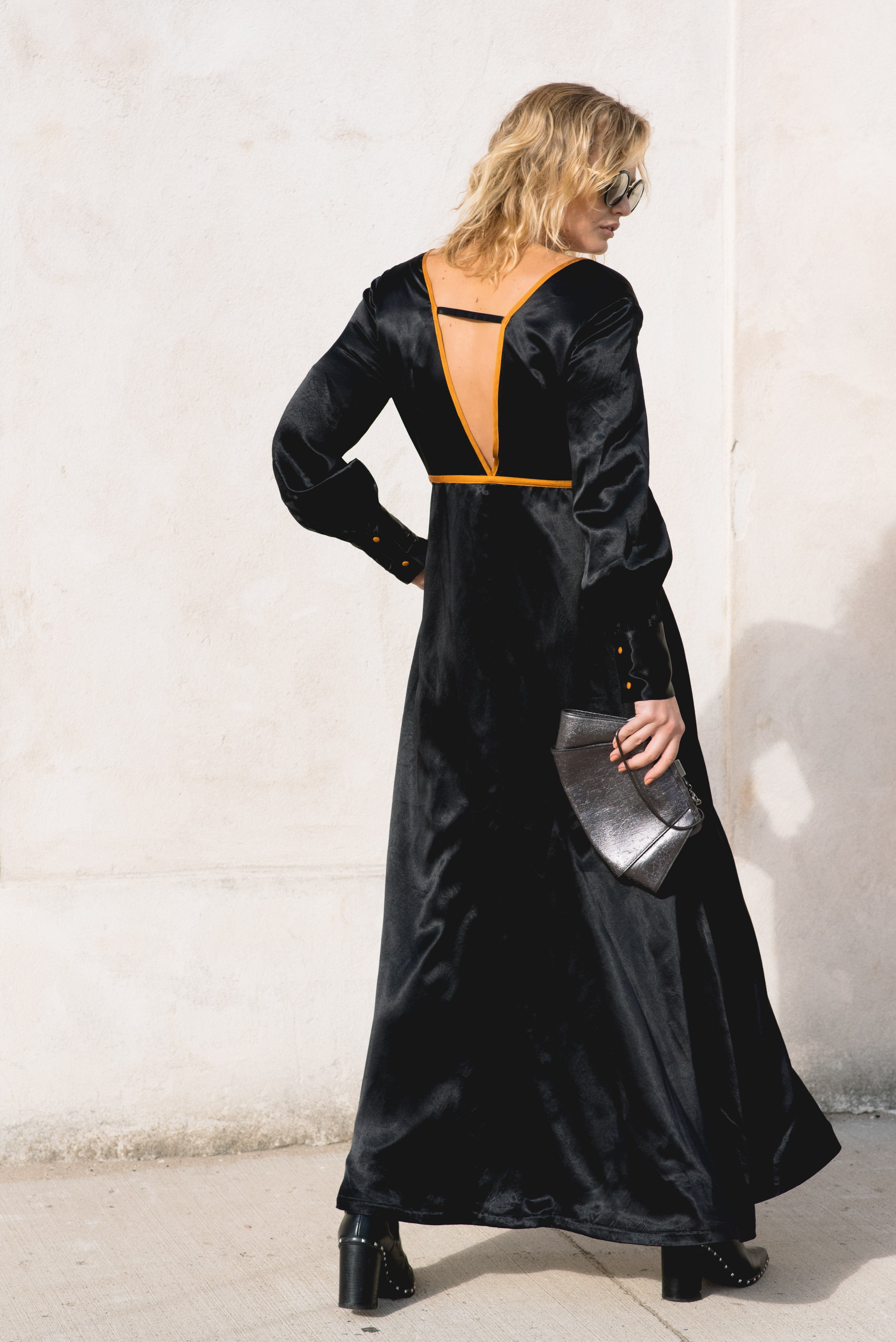 Adrienne Black Silk Dress Luxury Black Silk Evening Dress