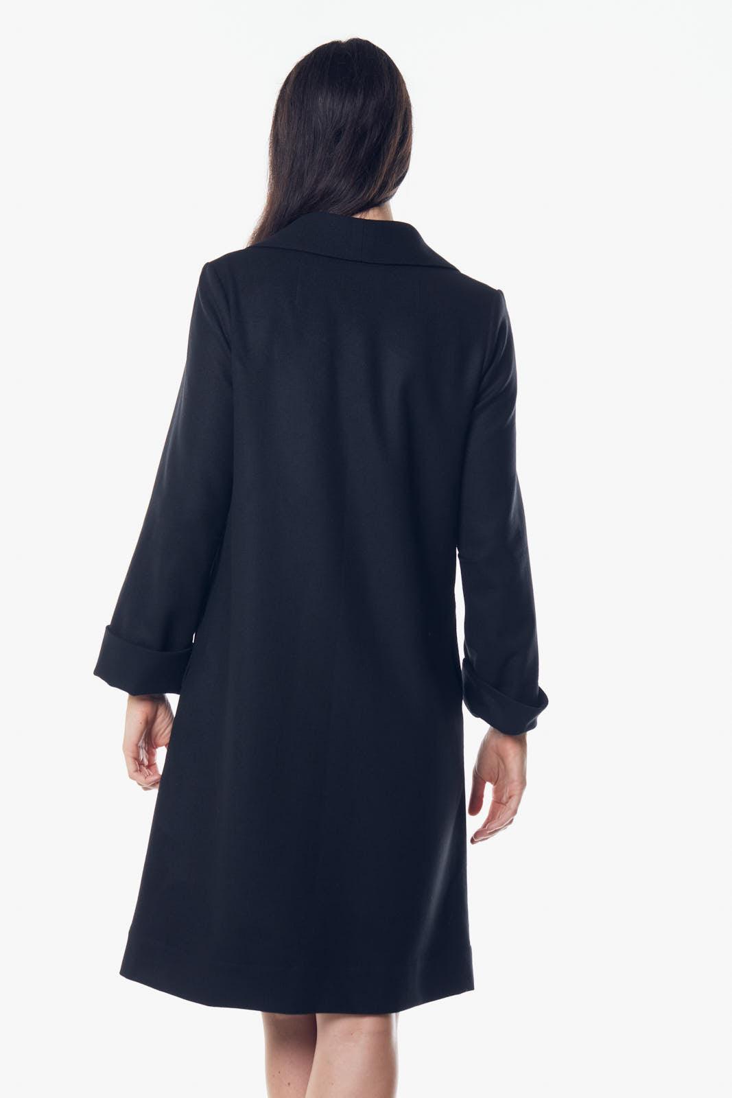 Worsted Flannel Long Trench Coat – Women’s Chic Outerwear
