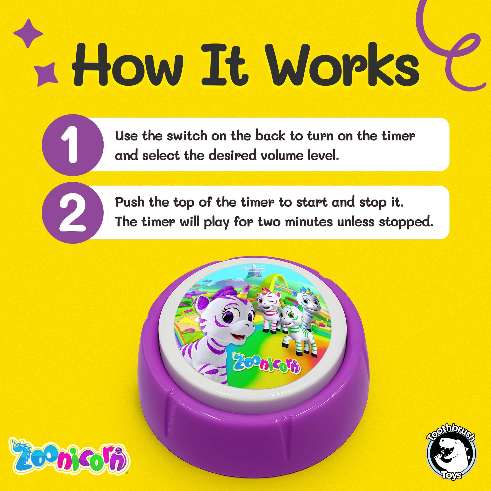 Zoonicorn® Kids Toothbrush Timer by Toothbrush Toys - 2 Minute Timer